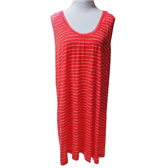 NWT NEW Soma Red Striped Tank Dress Sleeveless‎ Casual Comfy Loungewear XXL 2XL - Picture 1 of 7